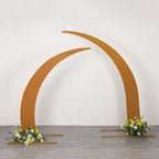 Set of 2 Gold Spandex Half Crescent Moon Backdrop Stand Covers, Custom Fitted Wedding Arch Cover for Curved Arbor Flower Balloon Frame - Bell Racket Store
