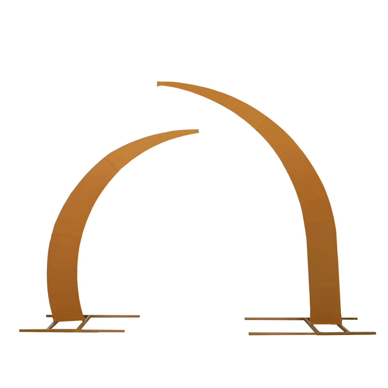 Set of 2 Gold Spandex Half Crescent Moon Backdrop Stand Covers, Custom Fitted Wedding Arch Cover for Curved Arbor Flower Balloon Frame - Bell Racket Store