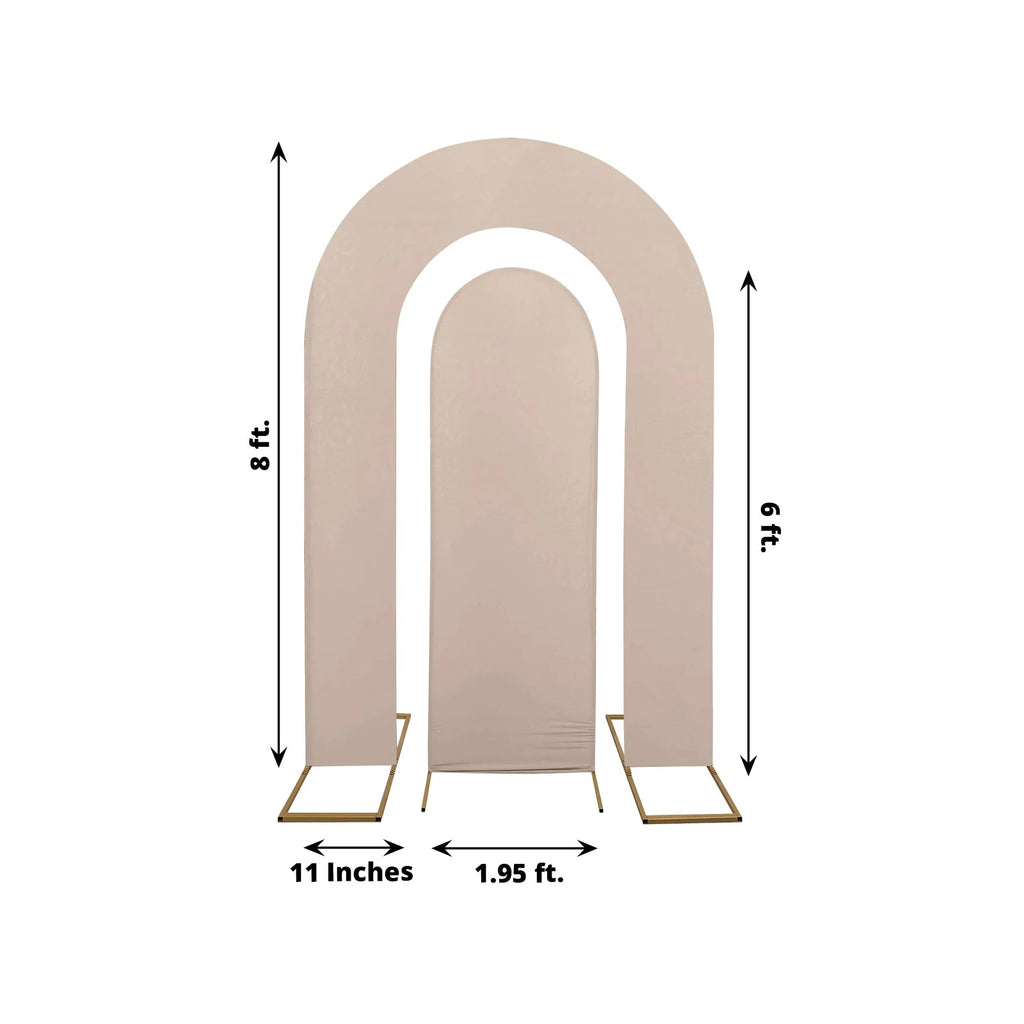 Set of 2 Nude Spandex Fitted Wedding Arch Covers for Round Top and Double Arch Chiara Backdrop Stands - 6ft,8ft - Bell Racket Store