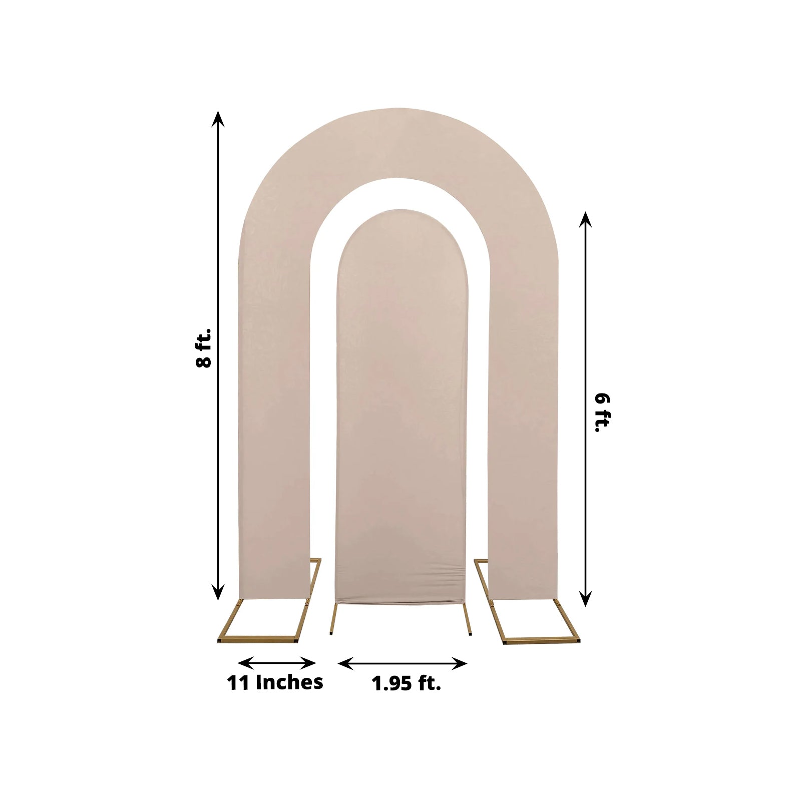 Set of 2 Nude Spandex Fitted Wedding Arch Covers for Round Top and Double Arch Chiara Backdrop Stands - 6ft,8ft - Bell Racket Store
