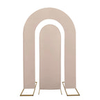 Set of 2 Nude Spandex Fitted Wedding Arch Covers for Round Top and Double Arch Chiara Backdrop Stands - 6ft,8ft - Bell Racket Store