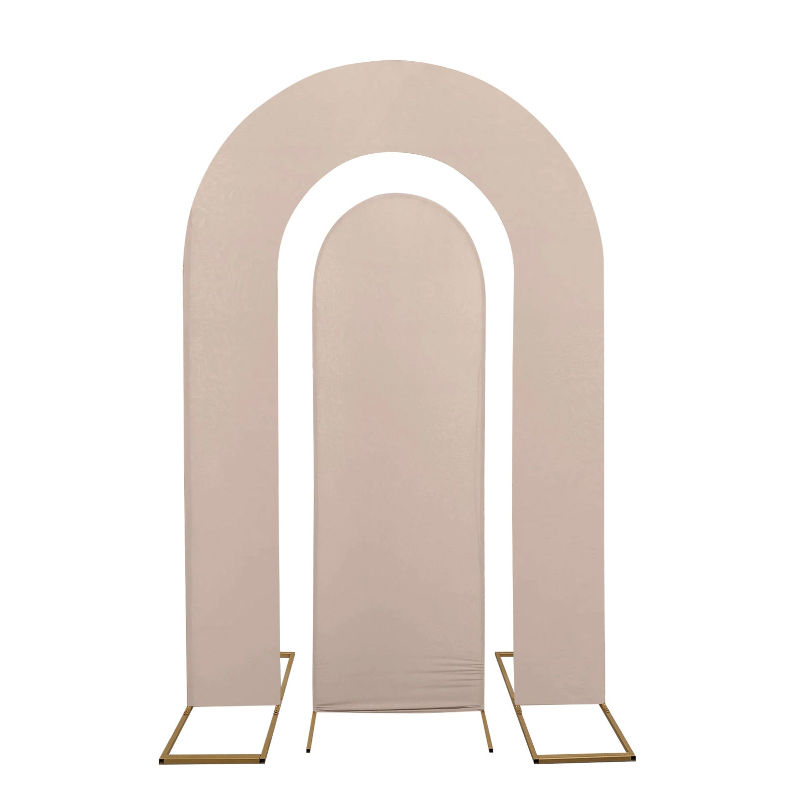 Set of 2 Nude Spandex Fitted Wedding Arch Covers for Round Top and Double Arch Chiara Backdrop Stands - 6ft,8ft - Bell Racket Store