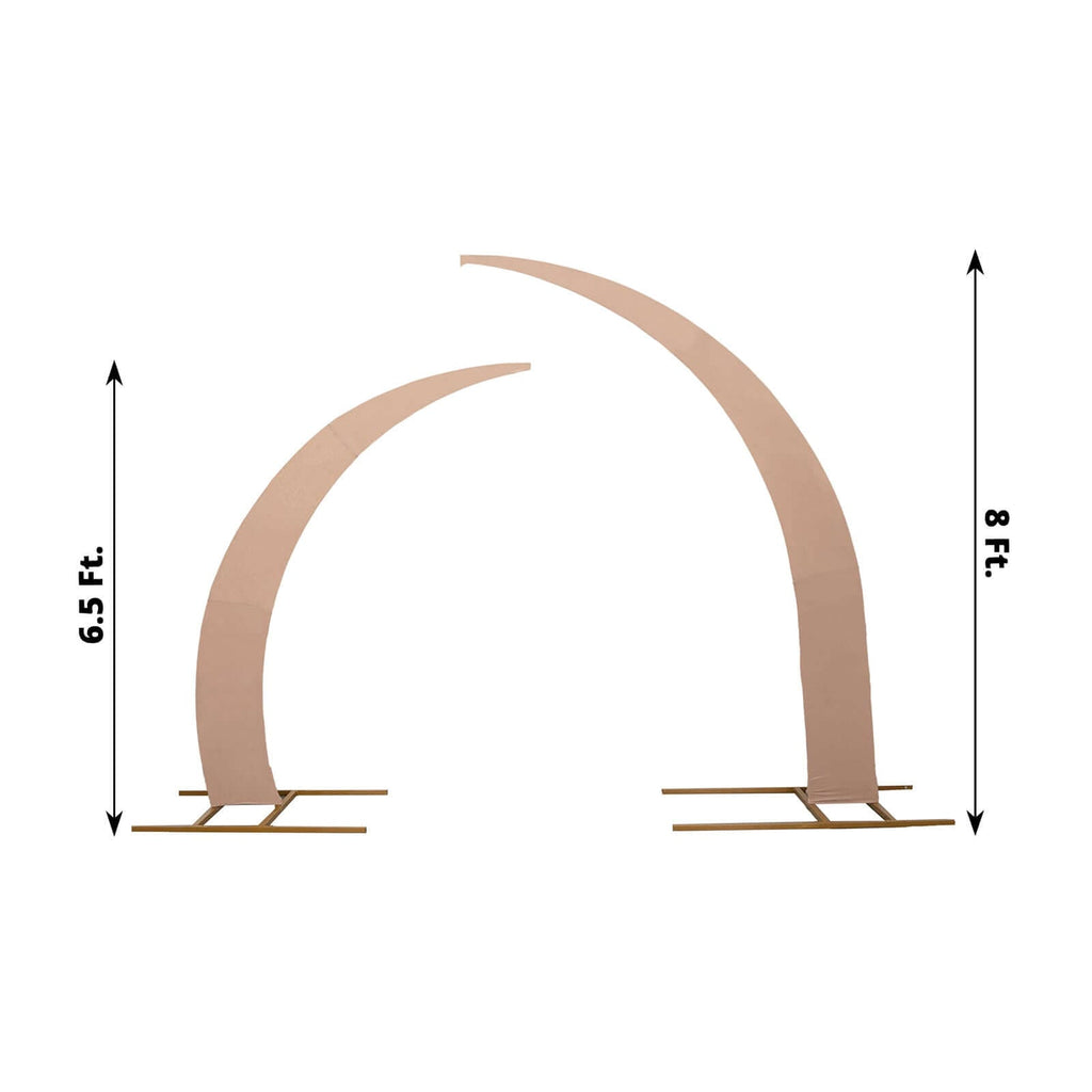 Set of 2 Nude Spandex Half Crescent Moon Backdrop Stand Covers, Custom Fitted Wedding Arch Cover for Curved Arbor Flower Balloon Frame - Bell Racket Store