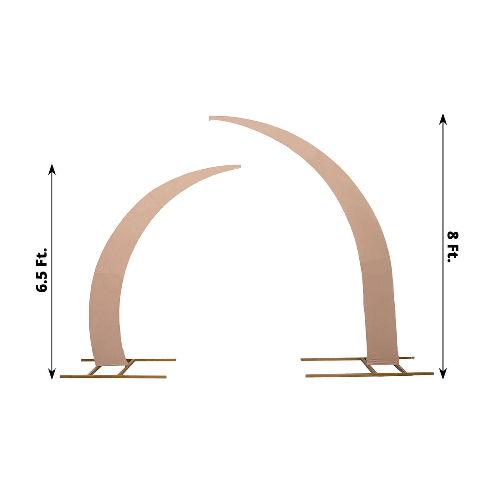 Set of 2 Nude Spandex Half Crescent Moon Backdrop Stand Covers, Custom Fitted Wedding Arch Cover for Curved Arbor Flower Balloon Frame - Bell Racket Store