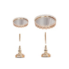 Set of 2 Pedestal Cake Stands Round Design with Mirror Top Gold - Crystal Beaded Cupcake Dessert Display Metal 11", 13" - Bell Racket Store