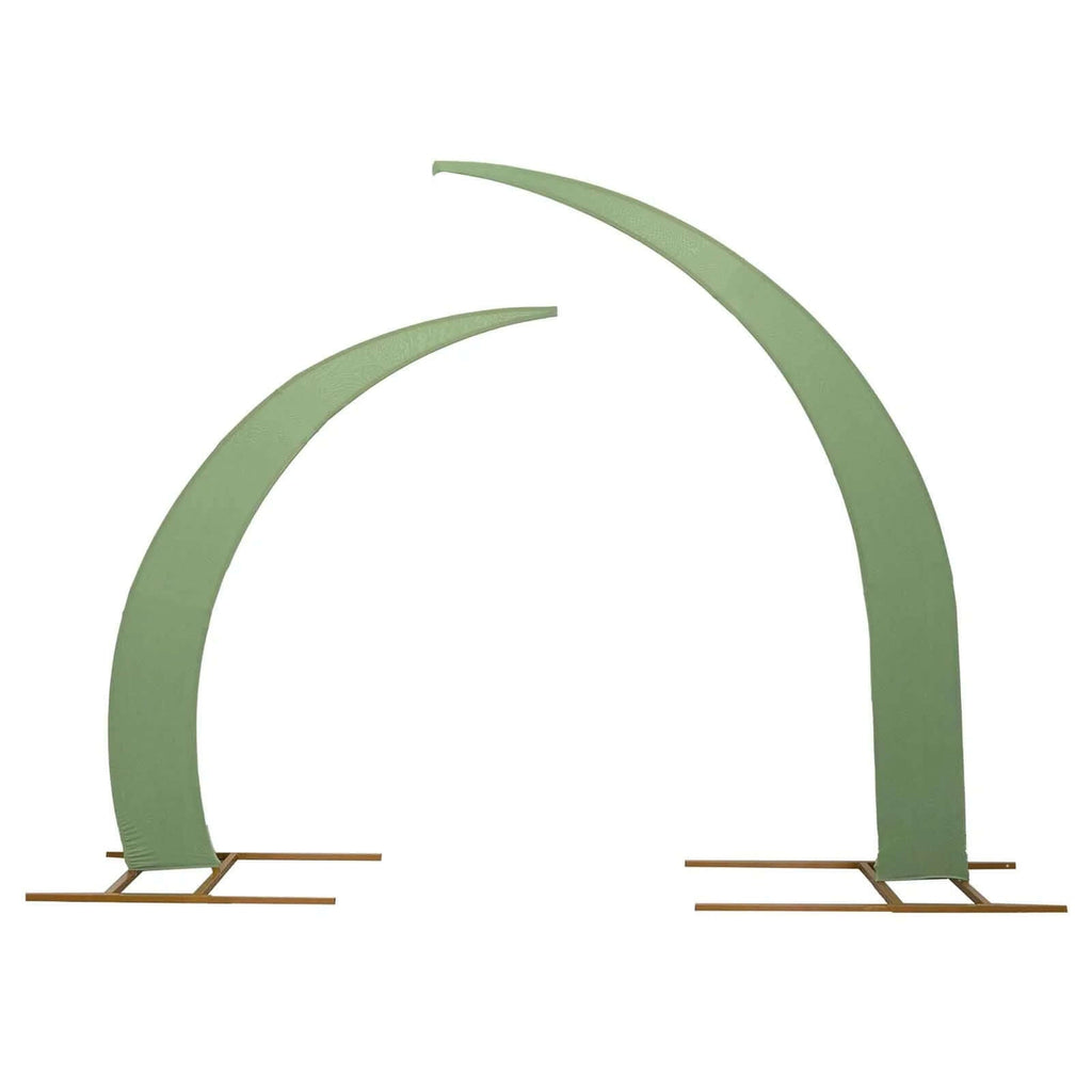 Set of 2 Sage Green Spandex Half Crescent Moon Backdrop Stand Covers, Custom Fitted Wedding Arch Cover for Curved Arbor Flower Balloon Frame - Bell Racket Store