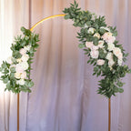 Set of 2 Silk Rose Floral Swag Wedding Arch Flowers in Cream Blush with Eucalyptus Leaves, Large Artificial Flower Arrangement Garlands - 24",42" - Bell Racket Store