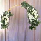 Set of 2 Silk Rose Floral Swag Wedding Arch Flowers in White with Eucalyptus Leaves, Large Artificial Flower Arrangement Garlands - 24",42" - Bell Racket Store