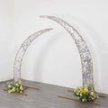 Set of 2 Silver Big Payette Sequin Backdrop Stand Cover for Half Crescent Moon Wedding Arch, Sparkly Double Sided - 6.5ft, 8ft - Bell Racket Store