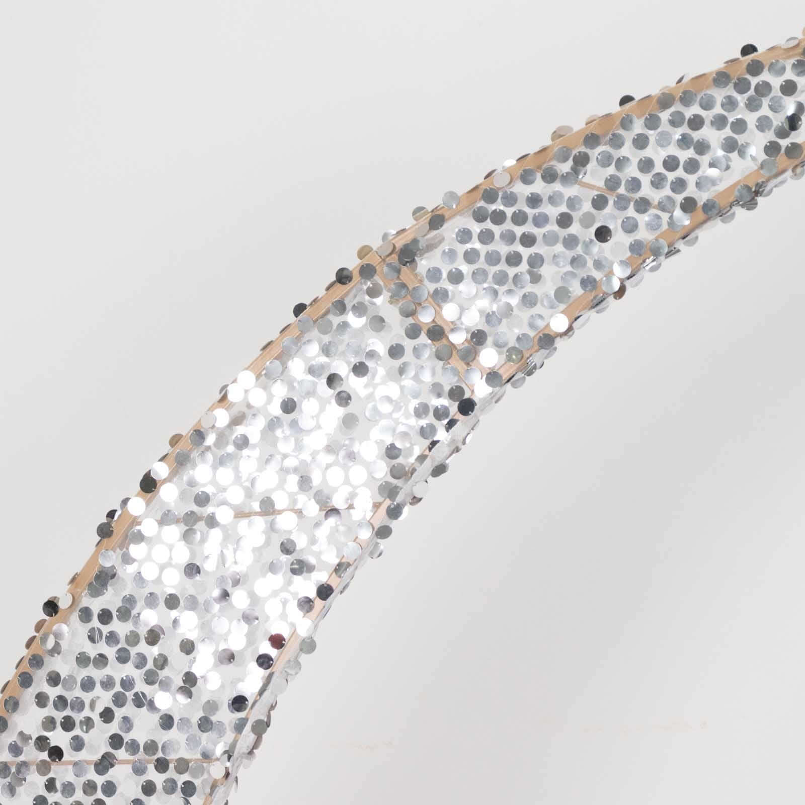 Set of 2 Silver Big Payette Sequin Backdrop Stand Cover for Half Crescent Moon Wedding Arch, Sparkly Double Sided - 6.5ft, 8ft - Bell Racket Store