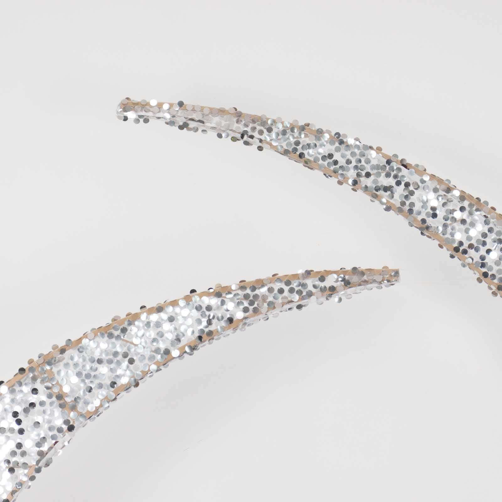 Set of 2 Silver Big Payette Sequin Backdrop Stand Cover for Half Crescent Moon Wedding Arch, Sparkly Double Sided - 6.5ft, 8ft - Bell Racket Store