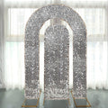 Set of 2 Silver Payette Sequin Wedding Arch Covers for Round Top and Double Arch Chiara Backdrop Stands - 6ft,8ft - Bell Racket Store