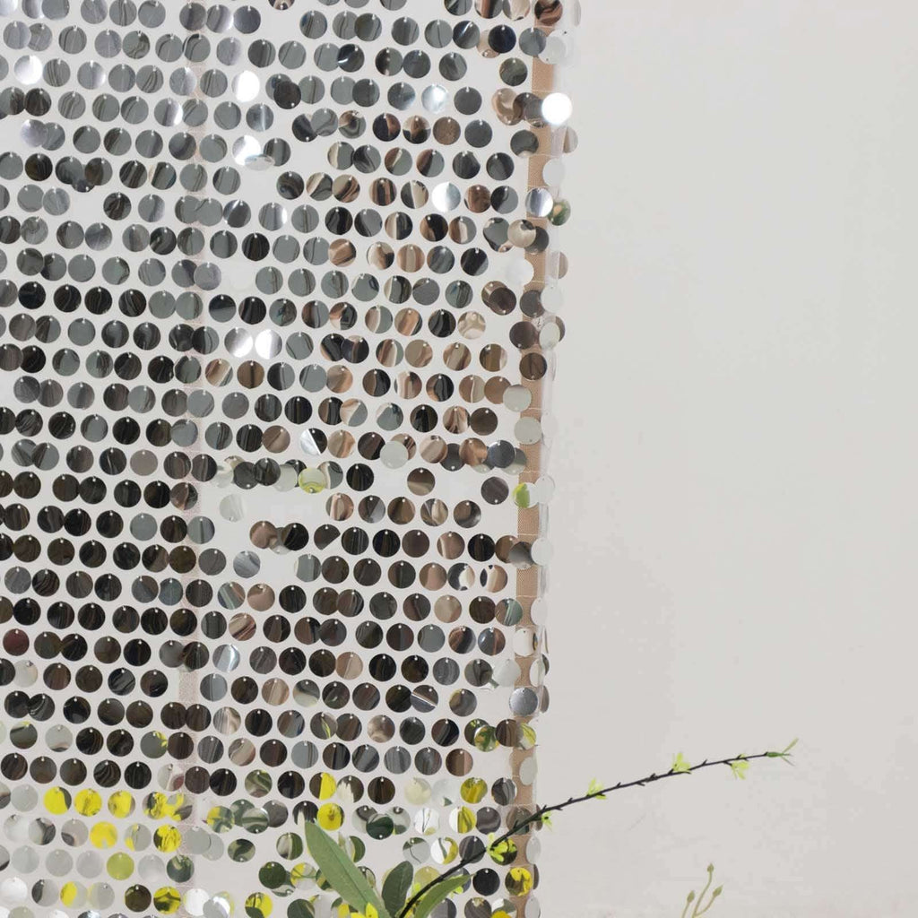 Set of 2 Silver Payette Sequin Wedding Arch Covers for Round Top and Double Arch Chiara Backdrop Stands - 6ft,8ft - Bell Racket Store