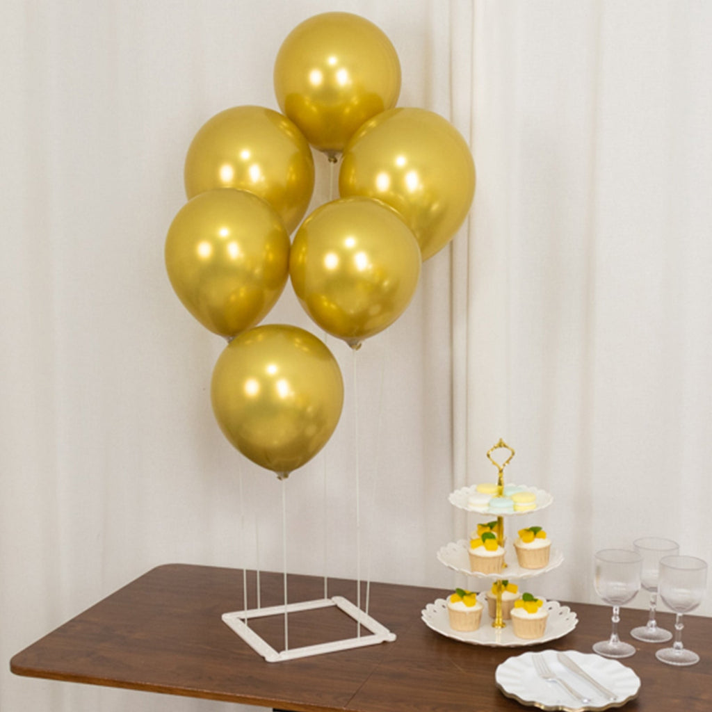 Set of 2 White Plastic Balloon Column Stand with Interlocking Base, DIY Shapeable Balloon Tower Stick Holder Kit for Table Centerpieces - Bell Racket Store