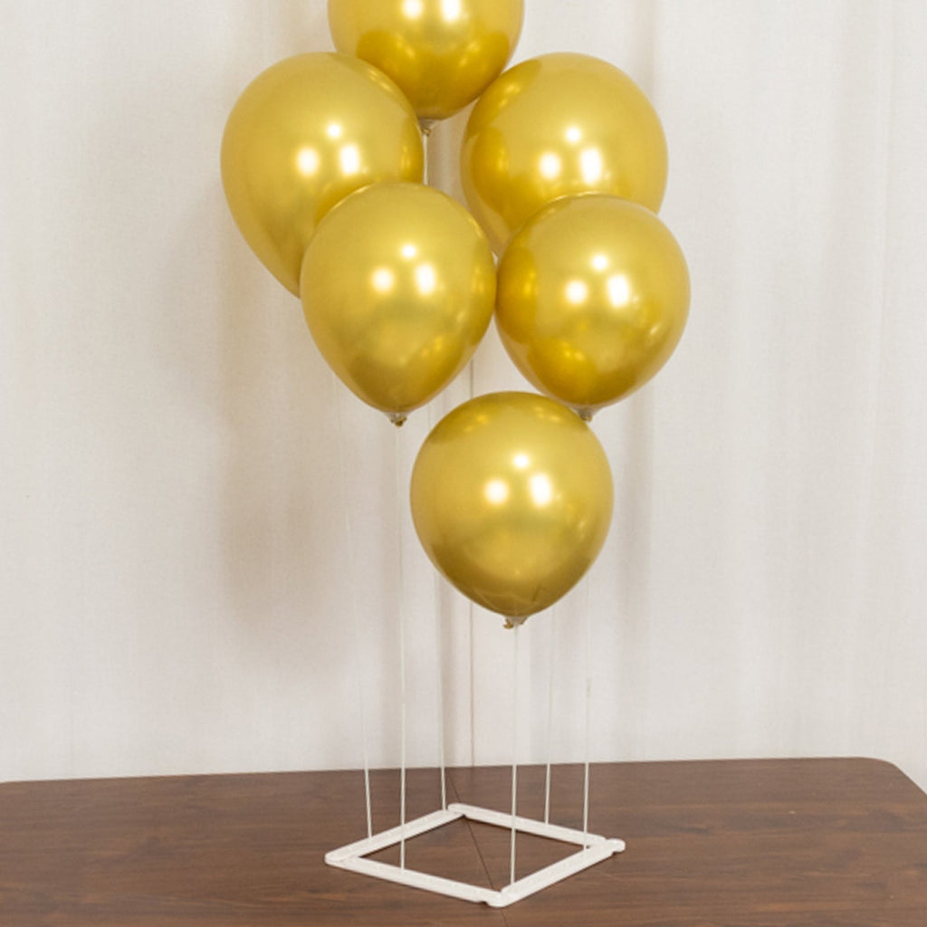 Set of 2 White Plastic Balloon Column Stand with Interlocking Base, DIY Shapeable Balloon Tower Stick Holder Kit for Table Centerpieces - Bell Racket Store