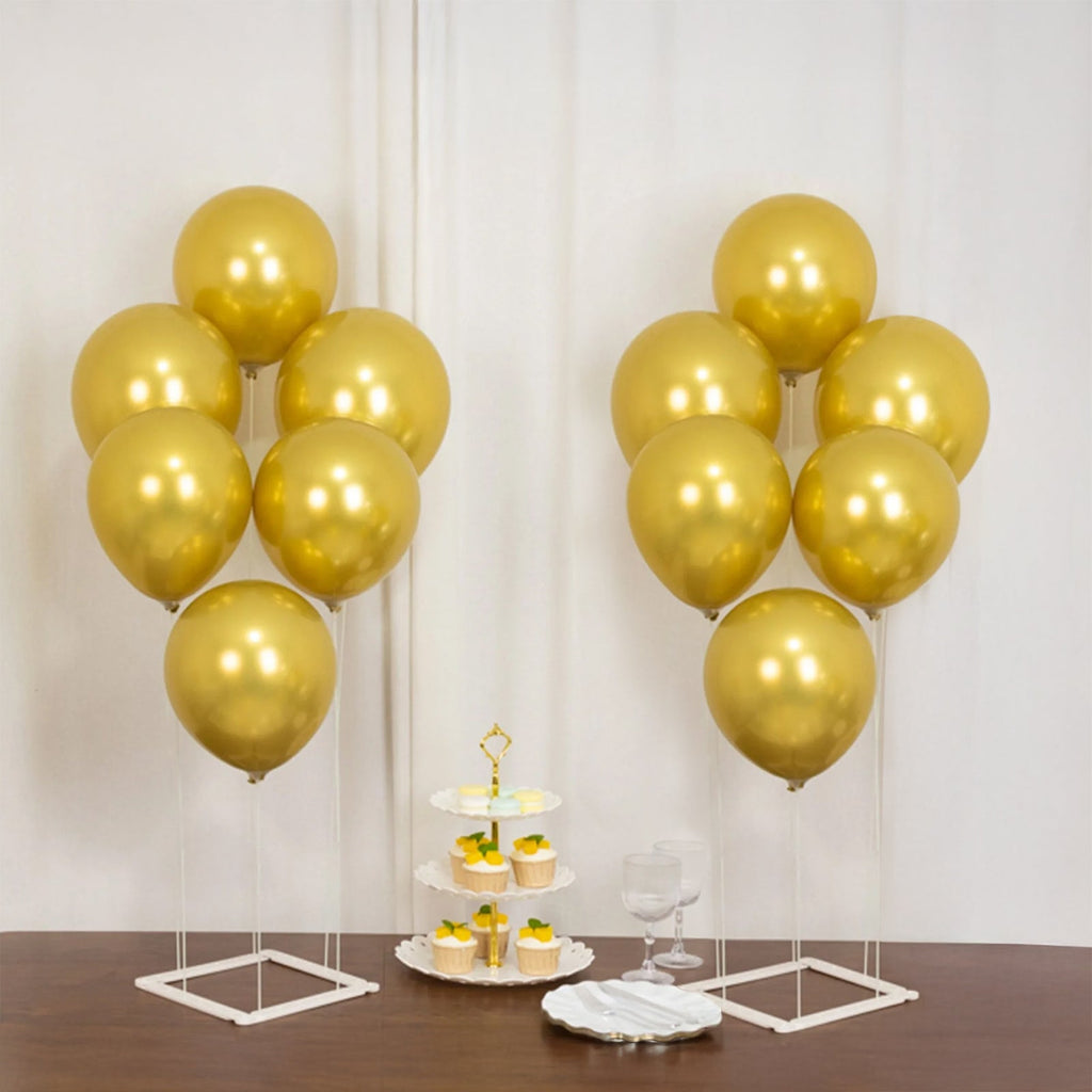 Set of 2 White Plastic Balloon Column Stand with Interlocking Base, DIY Shapeable Balloon Tower Stick Holder Kit for Table Centerpieces - Bell Racket Store