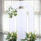 Set of 2 White Spandex Fitted Wedding Arch Covers for Round Top and Double Arch Chiara Backdrop Stands - 6ft,8ft - Bell Racket Store