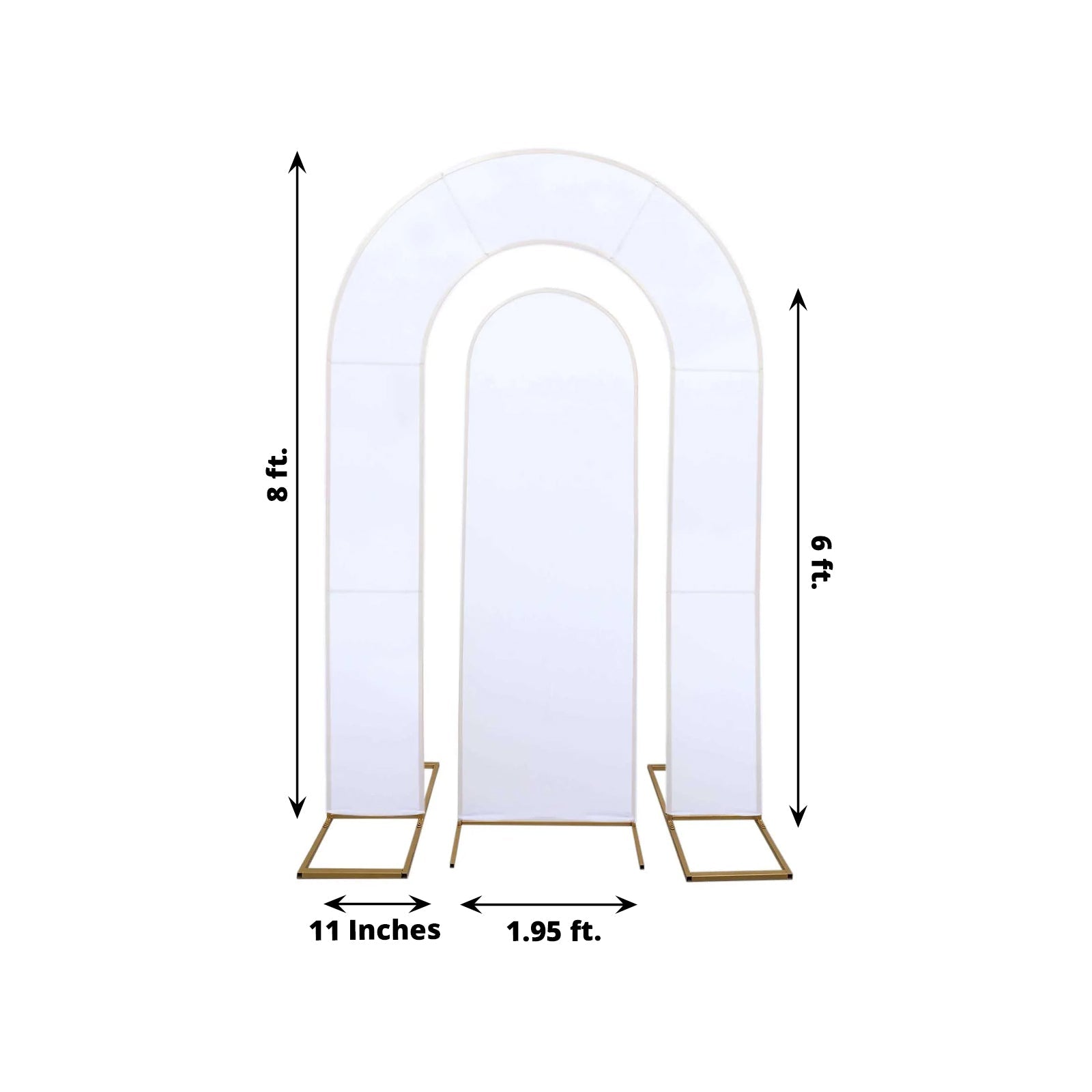 Set of 2 White Spandex Fitted Wedding Arch Covers for Round Top and Double Arch Chiara Backdrop Stands - 6ft,8ft - Bell Racket Store