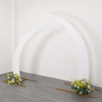 Set of 2 White Spandex Half Crescent Moon Backdrop Stand Covers, Custom Fitted Wedding Arch Cover for Curved Arbor Flower Balloon Frame - Bell Racket Store