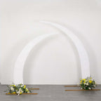 Set of 2 White Spandex Half Crescent Moon Backdrop Stand Covers, Custom Fitted Wedding Arch Cover for Curved Arbor Flower Balloon Frame - Bell Racket Store