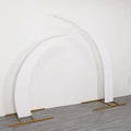 Set of 2 White Spandex Half Crescent Moon Backdrop Stand Covers, Custom Fitted Wedding Arch Cover for Curved Arbor Flower Balloon Frame - Bell Racket Store