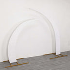 Set of 2 White Spandex Half Crescent Moon Backdrop Stand Covers, Custom Fitted Wedding Arch Cover for Curved Arbor Flower Balloon Frame - Bell Racket Store