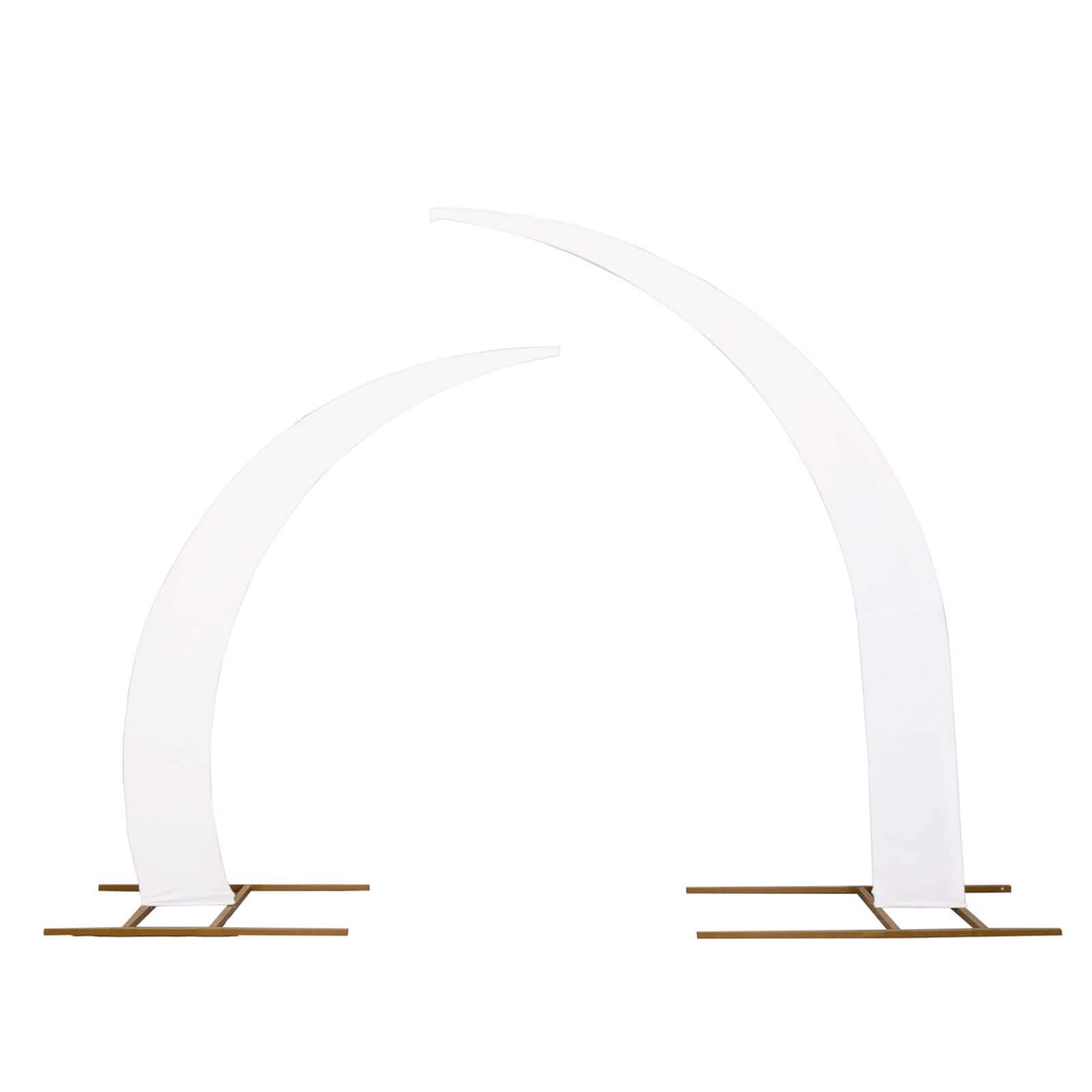 Set of 2 White Spandex Half Crescent Moon Backdrop Stand Covers, Custom Fitted Wedding Arch Cover for Curved Arbor Flower Balloon Frame - Bell Racket Store