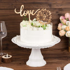 Set of 2 Wooden Cake Toppers Mr & Mrs and Love Design Natural - Rustic Wedding Cupcake Decorations - Bell Racket Store