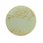Set of 20 Plastic Round Dinner and Dessert Plates in Sage Green with Metallic Gold Floral Design - Stylish Disposable Dinnerware 8", 10" - Bell Racket Store