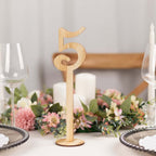 Set of 20 Wooden Wedding Table Numbers Natural 1 - 20 with Round Holder Base - Rustic Table Signs for Receptions 11" Tall - Bell Racket Store