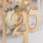 Set of 20 Wooden Wedding Table Numbers Natural 1 - 20 with Round Holder Base - Rustic Table Signs for Receptions 11" Tall - Bell Racket Store