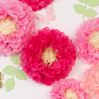 Set of 21 Tissue Paper Flowers Pom Poms Decor Kit â€“ Blush Pink 3D Chrysanth Floral Wall Decor with Butterflies & Olive Leaves - 8",10",12" - Bell Racket Store