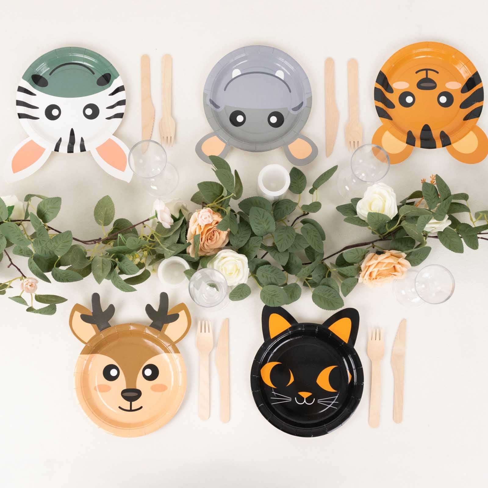 Set of 25 Paper 7" Round Plates Assorted Animal Print - Appetizer Dessert Party Plates for Themed Events - Bell Racket Store