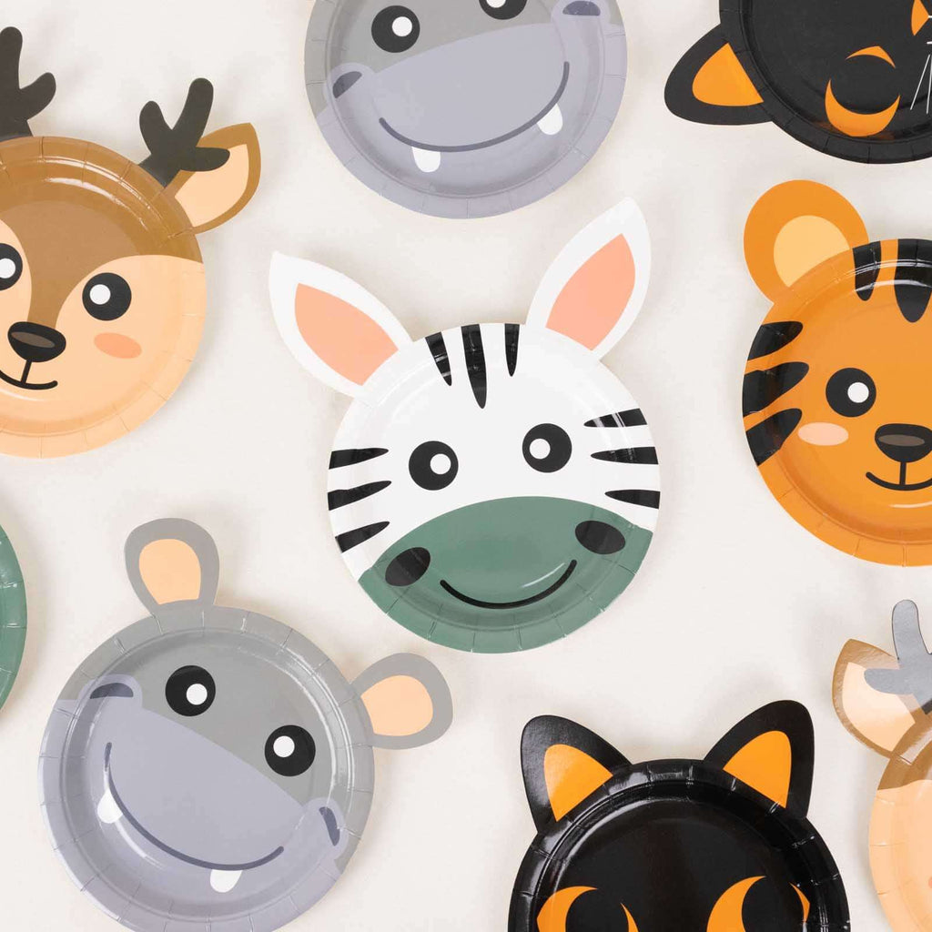 Set of 25 Paper 7" Round Plates Assorted Animal Print - Appetizer Dessert Party Plates for Themed Events - Bell Racket Store