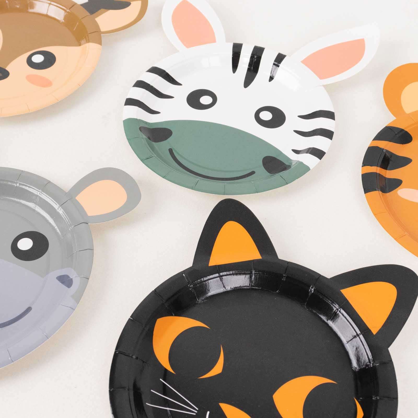 Set of 25 Paper 7" Round Plates Assorted Animal Print - Appetizer Dessert Party Plates for Themed Events - Bell Racket Store