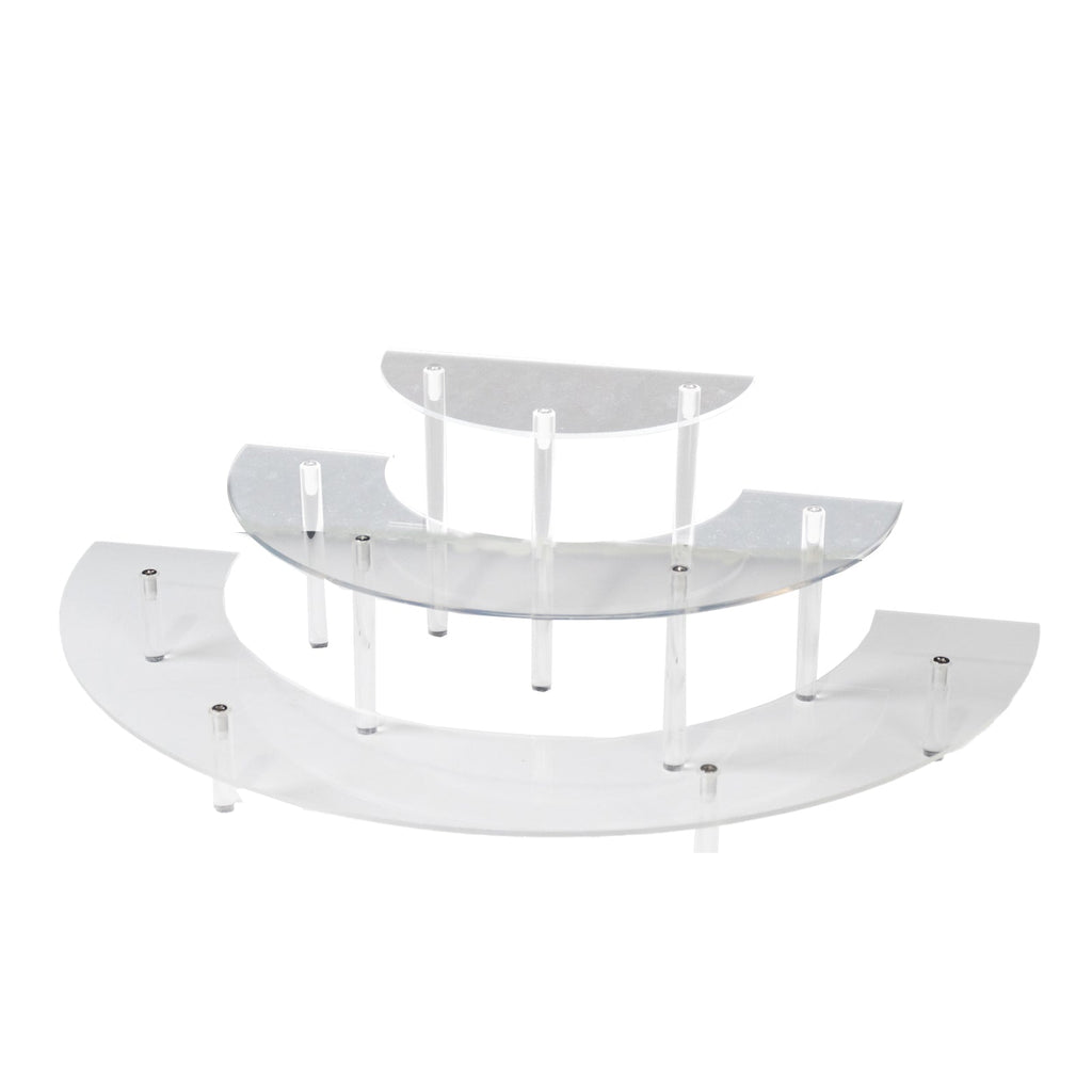 Set of 3 Acrylic Half - Moon Display Riser Stands â€“ 3 - Tier Clear Dessert Pedestal for Cakes, Collectibles & Figurines - 7",13",18" - Bell Racket Store