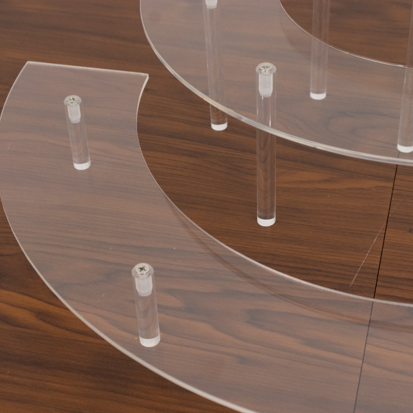 Set of 3 Acrylic Half - Moon Display Riser Stands â€“ 3 - Tier Clear Dessert Pedestal for Cakes, Collectibles & Figurines - 7",13",18" - Bell Racket Store