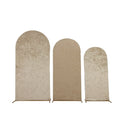 Set of 3 Beige Crushed Velvet Chiara Backdrop Stand Covers For Round Top Wedding Arches - 5ft, 6ft, 7ft - Bell Racket Store