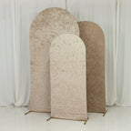 Set of 3 Beige Crushed Velvet Chiara Backdrop Stand Covers For Round Top Wedding Arches - 5ft, 6ft, 7ft - Bell Racket Store