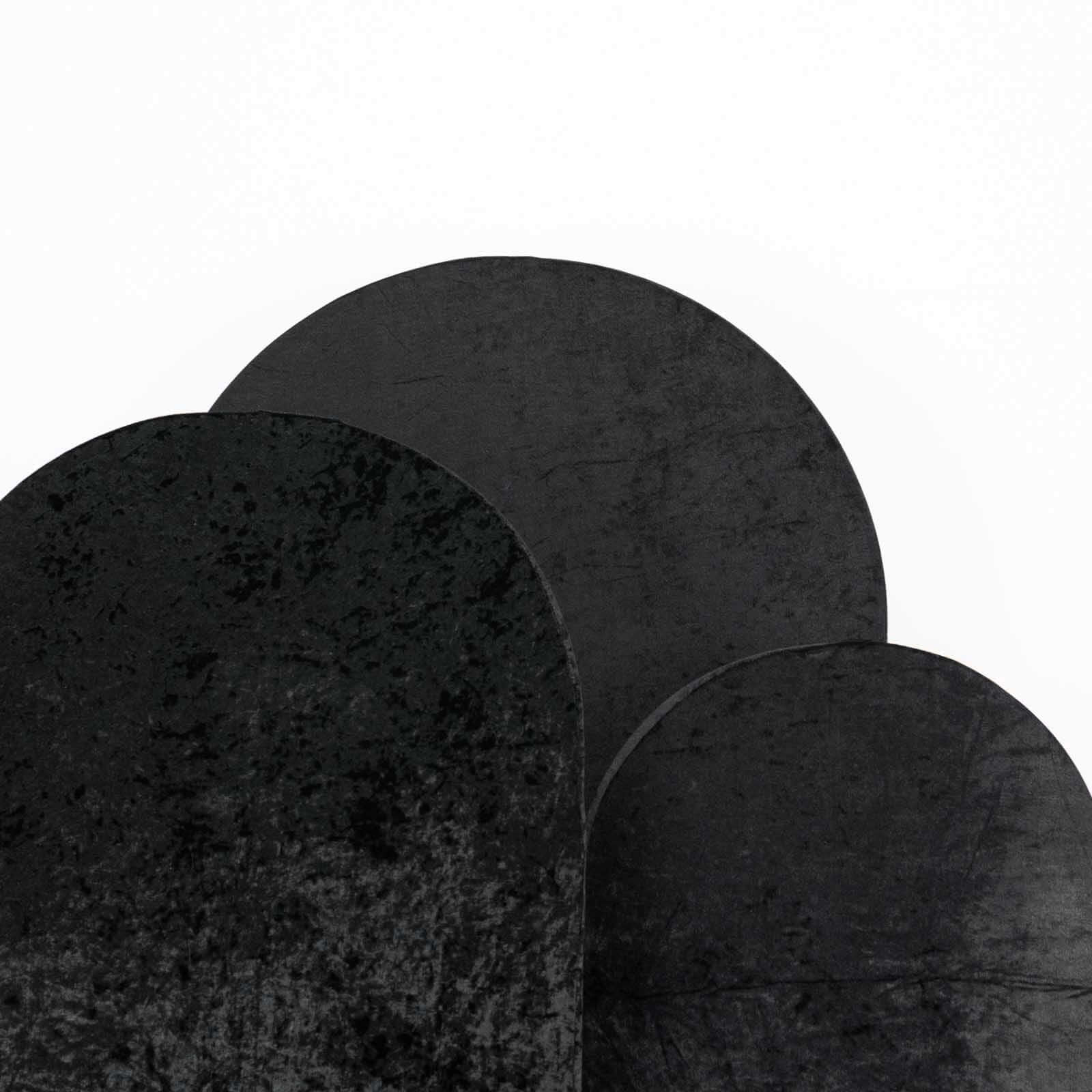 Set of 3 Black Crushed Velvet Chiara Backdrop Stand Covers For Round Top Wedding Arches - 5ft, 6ft, 7ft - Bell Racket Store