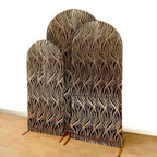 Set of 3 Black Wave Mesh Chiara Wedding Arch Covers With Gold Embroidered Sequins, Fitted Covers For Round Top Backdrop Stands - 5ft,6ft,7ft - Bell Racket Store