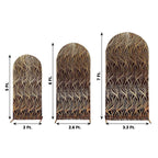 Set of 3 Black Wave Mesh Chiara Wedding Arch Covers With Gold Embroidered Sequins, Fitted Covers For Round Top Backdrop Stands - 5ft,6ft,7ft - Bell Racket Store