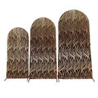 Set of 3 Black Wave Mesh Chiara Wedding Arch Covers With Gold Embroidered Sequins, Fitted Covers For Round Top Backdrop Stands - 5ft,6ft,7ft - Bell Racket Store
