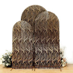 Set of 3 Black Wave Mesh Chiara Wedding Arch Covers With Gold Embroidered Sequins, Fitted Covers For Round Top Backdrop Stands - 5ft,6ft,7ft - Bell Racket Store