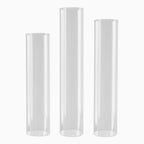 Set of 3 Clear Glass Hurricane Candle Sleeves 3.5" Wide - Chic Pillar Candle Shades Holder Table Centerpiece 15", 17", 19" - Bell Racket Store