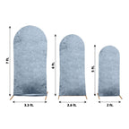 Set of 3 Dusty Blue Crushed Velvet Chiara Backdrop Stand Covers For Round Top Wedding Arches - 5ft, 6ft, 7ft - Bell Racket Store