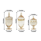 Set of 3 Glass Jars Apothecary Design Amber Gold and Snap - On Lids - Stylish Decorative Candy Buffet Storage 8.5", 9", 10" - Bell Racket Store
