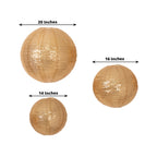 Set of 3 Glitter Gold Sequin Fabric Hanging Lanterns, Large Decorative Round Foldable Chinese Lantern Lampshades - 14",16",20" - Bell Racket Store