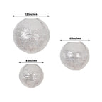 Set of 3 Glitter Silver Sequin Fabric Hanging Lanterns, Decorative Round Foldable Chinese Lantern Lampshades - 8",10",12" - Bell Racket Store