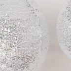 Set of 3 Glitter Silver Sequin Fabric Hanging Lanterns, Decorative Round Foldable Chinese Lantern Lampshades - 8",10",12" - Bell Racket Store